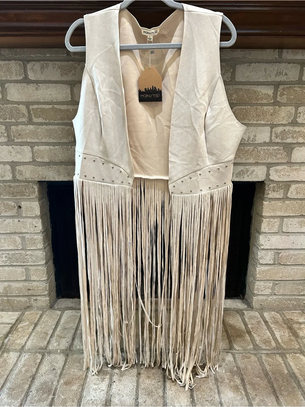 Main Strip Cream Open Front Vest EUC